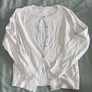 LOFT Cream Cardigan Sweater with jeweled buttons